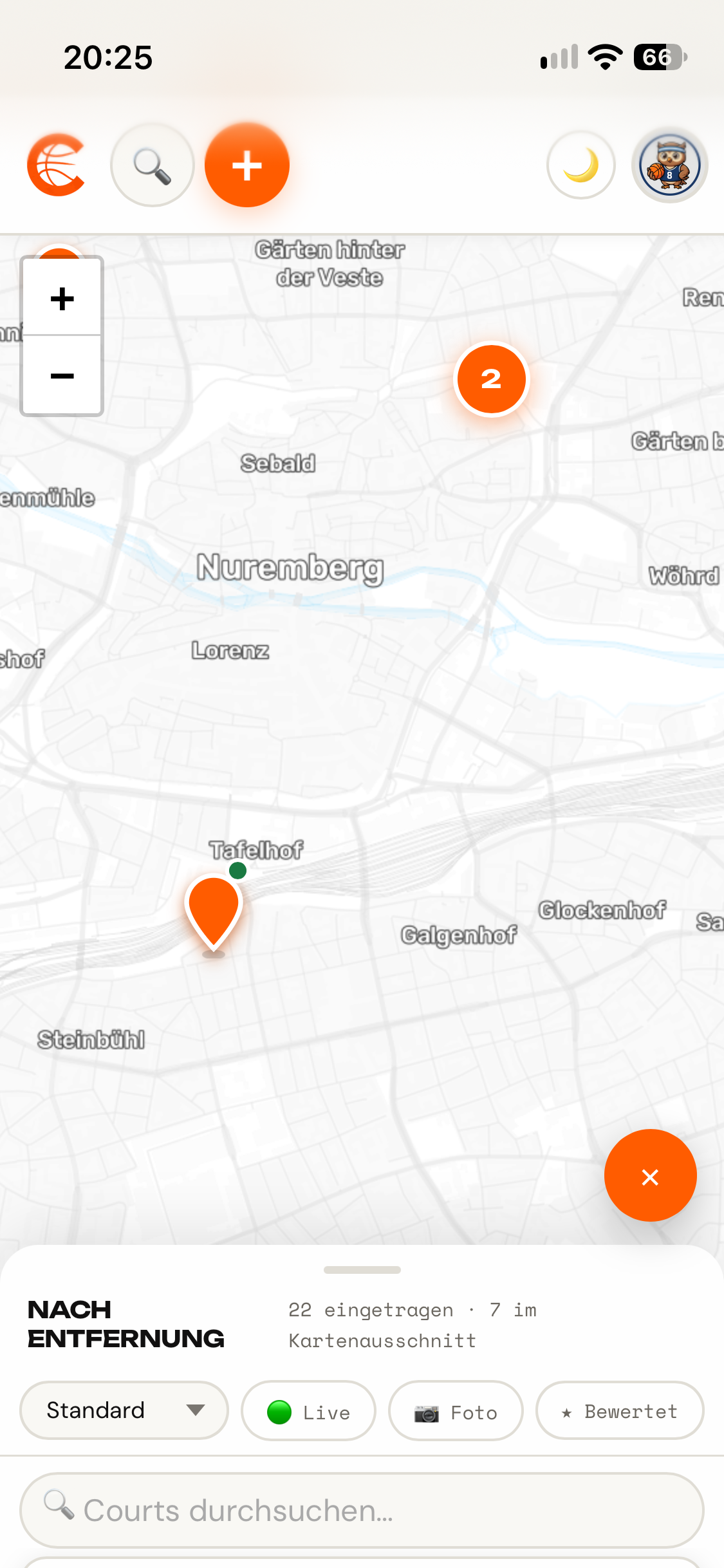 Alle Courts auf der Karte